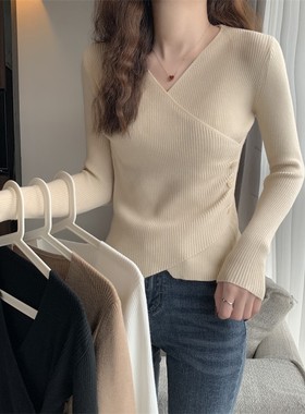 低领毛衣打底衫女内搭秋冬洋气显瘦不规则针织衫别致独特上衣春秋