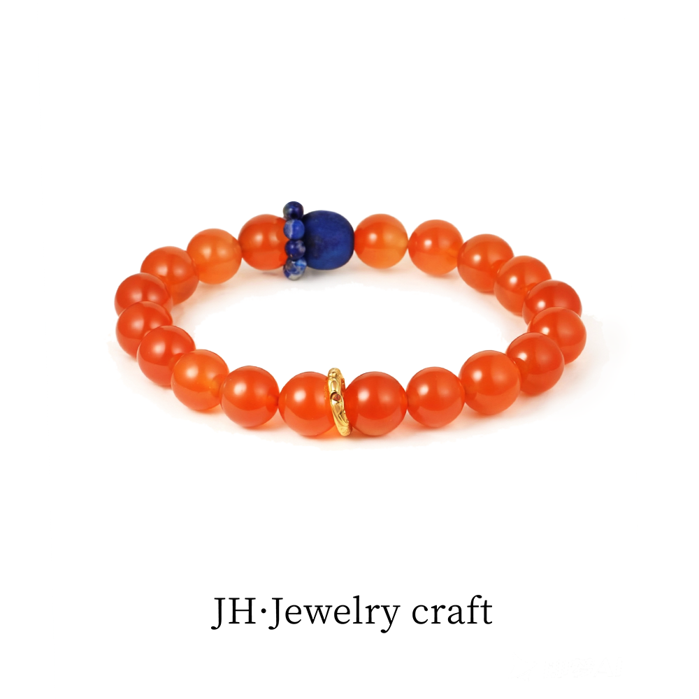 Jonny.“可燃冰”高端青金石K金南红经典百搭手链