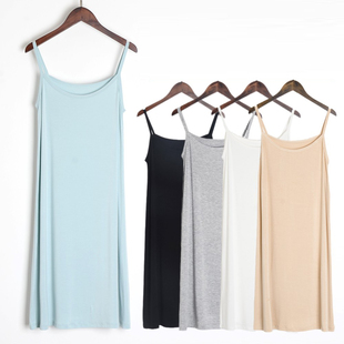 内搭背心裙 过膝打底衬裙修身 莫代尔防静电中长款 吊带裙女士超长款