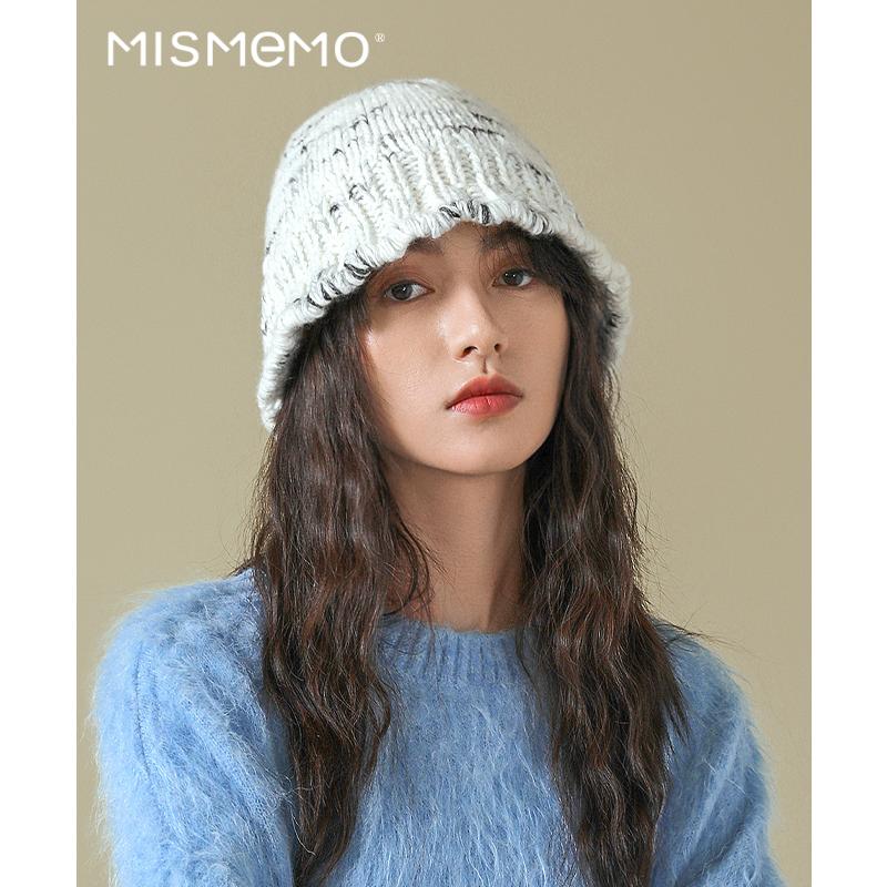 MISMEMO羊毛针织渔夫帽女秋冬2024新款时尚复古水桶帽 显脸小