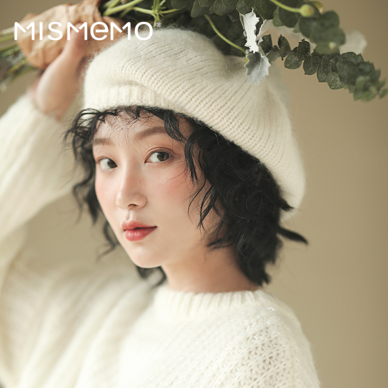 MISMEMO羊毛针织贝雷帽女秋冬季