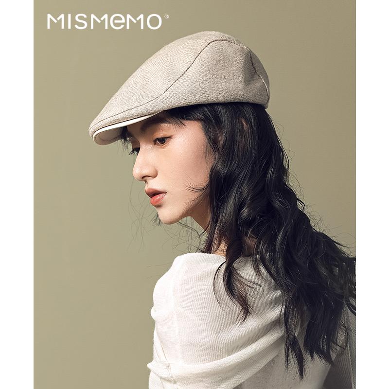 MISMEMO羊毛呢前进帽女2025新款秋冬英伦风复古鸭舌帽 休闲百搭