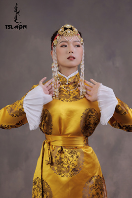 蒙古元素民族风袍子长款传统现代结合时尚新款