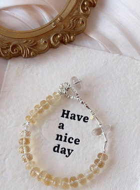 钱串子丨天然巴西黄水晶刻面算盘珠手链S925纯银碎银手串小众设计