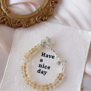 钱串子丨天然巴西黄水晶刻面算盘珠手链S925纯银碎银手串小众设计