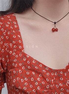 相思红豆红玛瑙手工编织项链