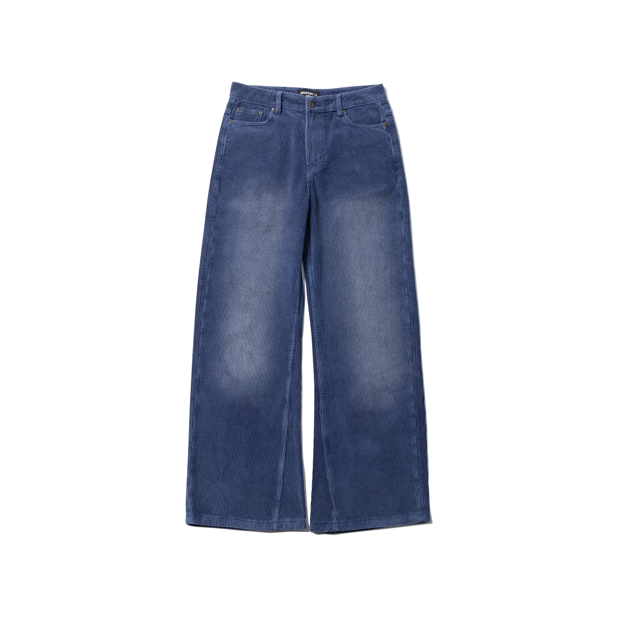 水洗做旧直筒微弯刀灯芯绒长裤