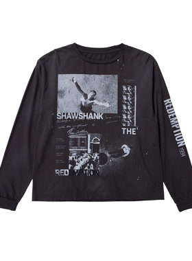 WENFENG LI 25FW 成衣染色new vintage做旧「肖申克」印花长袖T恤