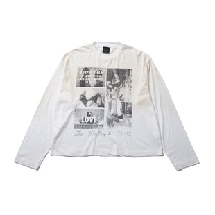 150克轻薄柔软亚麻棉水洗脏染「爱恋」印花T恤 25FW WENFENG