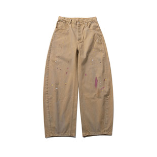 弯刀baggy弧形泼墨擦脏宽松廓形休闲裤 25FW WENFENG