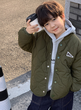 男童夹棉轻薄棉衣2024冬季新款童装日系儿童保暖内胆宽松棉袄外套