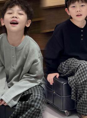 韩货气质男孩打底衫T2025新款儿童秋装气质上衣韩范男童长袖T恤潮