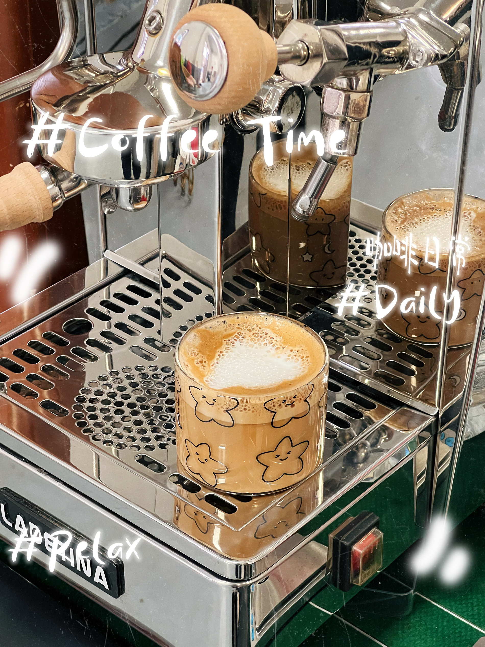 ins风可爱星星图案耐热玻璃杯日式咖啡杯手绘插图简约杯