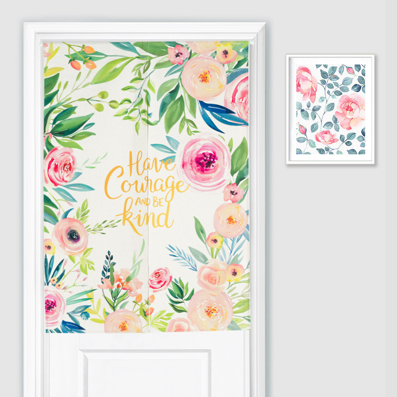 北欧清新田园文艺门帘布艺隔断帘客厅厨房半帘玄关帘装饰帘