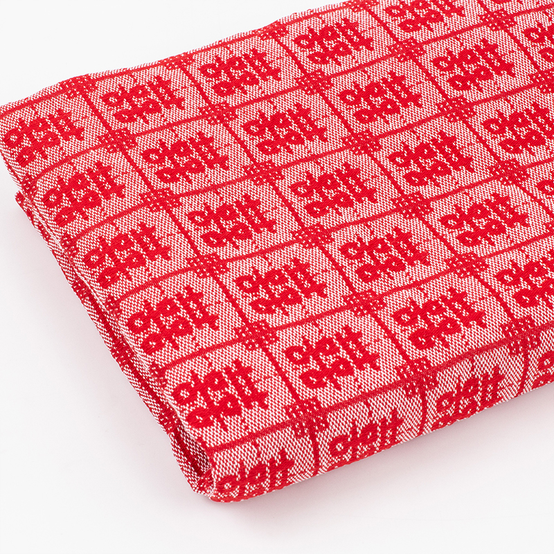 中国风大红色喜字提花布料衬衫手工DIY包包喜服结婚服装面料高档