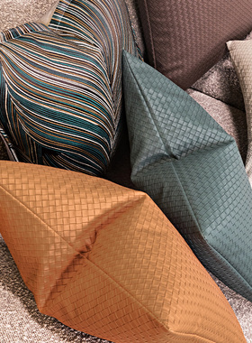 现代简约抱枕靠垫纯色皮质靠枕1303布艺沙发大靠包方形含芯腰靠背