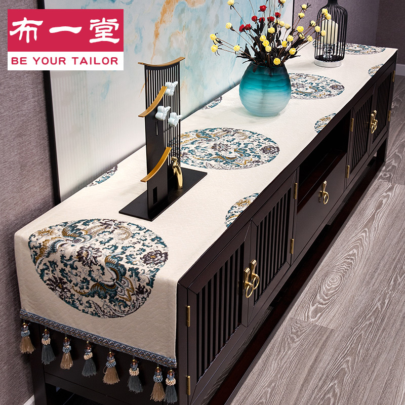 新中式布艺电视柜盖桌中国风茶几