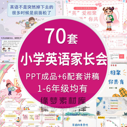 小学英语老师家长会PPT模板课件一二三四五六年级成绩分析发言稿