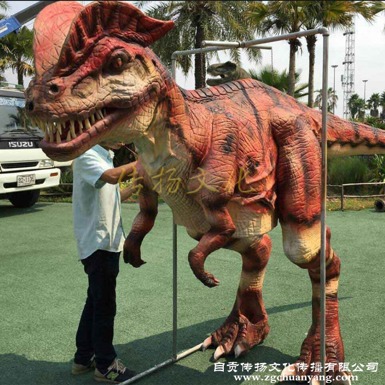 自贡大型仿真表演霸王龙皮套定制恐龙衣服会动会叫景区游乐园演出