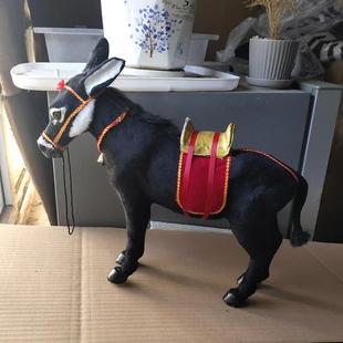 黑色小毛驴子仿真毛绒玩具玩偶公仔可爱创意动物模型装饰桌面摆件