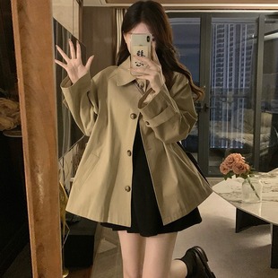 韩系学院小众设计感上衣夹克小个子 翻领衬衫 式 风衣外套女秋季 新款