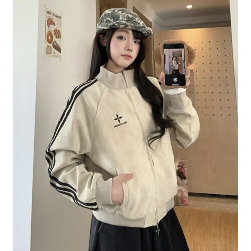 甜酷PU皮衣外套立领短款夹克