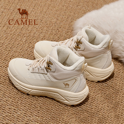 骆驼远空运动鞋女款2025秋冬新款高帮户外休闲鞋加绒保暖增高女鞋