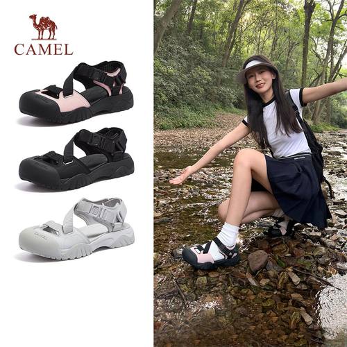 骆驼女鞋2025夏季新款休闲凉拖鞋舒适外穿平底沙滩拖运动凉鞋女款