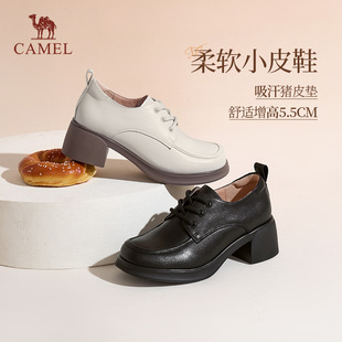 小皮鞋 新款 粗跟厚底黑色单鞋 牛津鞋 女 骆驼女鞋 休闲乐福鞋 2026春季