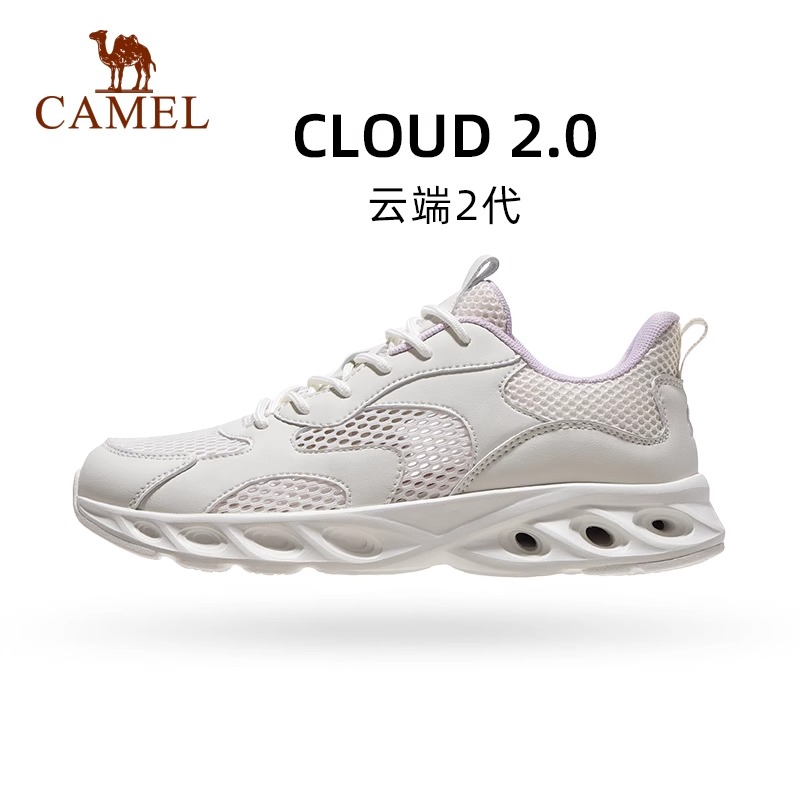 骆驼户外休闲鞋女2025春季新款网面透气黑色轻薄缓震舒适运动鞋男