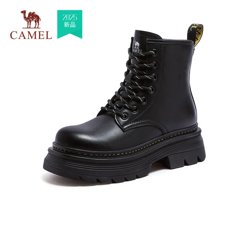 骆驼女鞋机车靴马丁靴