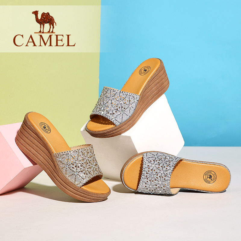 Sandales femme CAMEL   en tissu paillete - Ref 2673550 Image 5