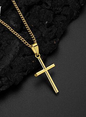 欧美嘻哈风十字架吊坠项链长款男士百搭链子跨境热卖饰品厂家批发