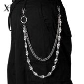 时尚 亚克力彩色潮酷双层女款 挂饰新款 链牛仔裤 配饰嘻哈饰品工厂 裤