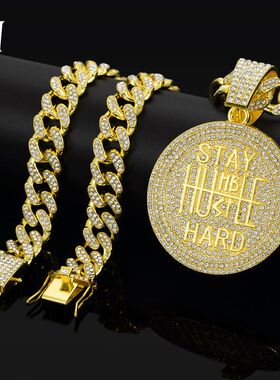 美式嘻哈厂牌英文字母古巴项链吊坠跨境热卖潮流时尚男士饰品现货