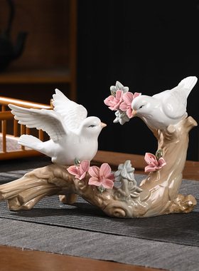 创意陶瓷小鸟家居客厅酒柜电视柜软装饰品欧式房间桌面玄关摆件