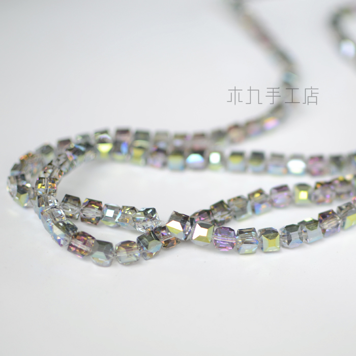 手工正方形耳坠饰品配件水晶珠子