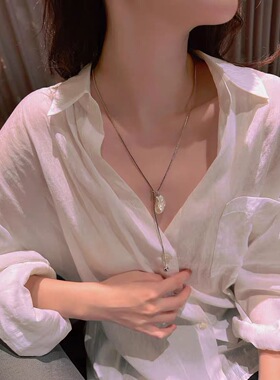 可抽拉长款项链女轻奢小众高级法式锁骨链设计感颈链条新款潮