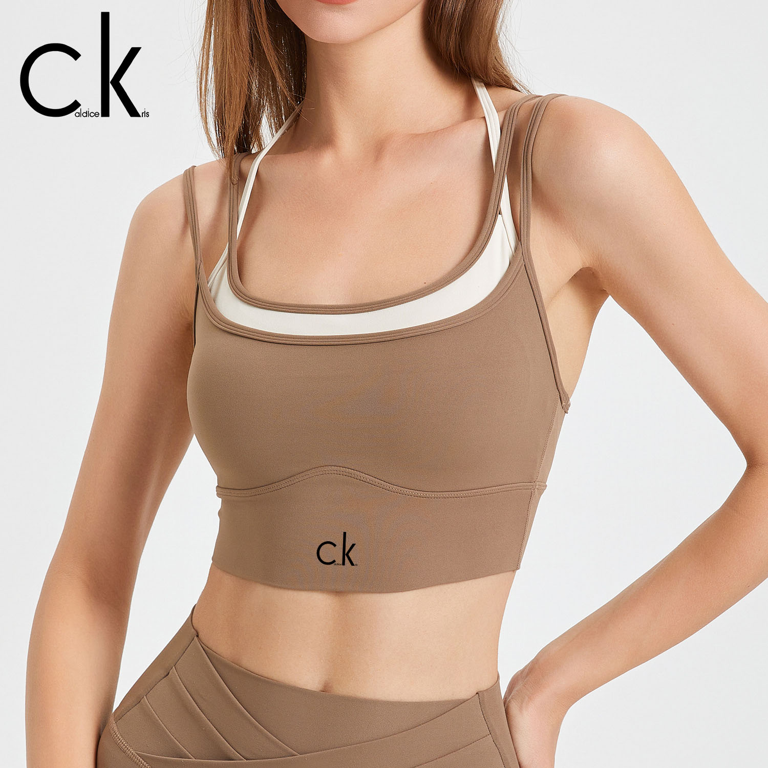 CaldiceKris~瑜伽服内衣女一体式高强度背心跑步文胸紧身健身上衣