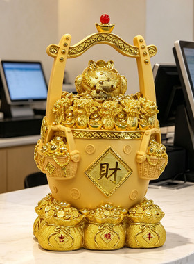 沙金聚宝盆金蟾一桶金大摆件