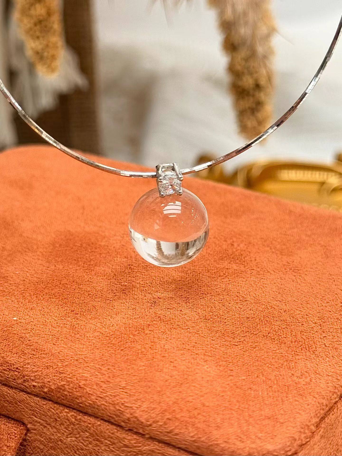 【吊坠】天然双a级白水晶配保色14k铜包金经典戴妃款单锆石扣头,饰品/流行首饰/时尚饰品新,银饰项链,淘宝优惠券,粉丝福利购,淘宝优惠卷