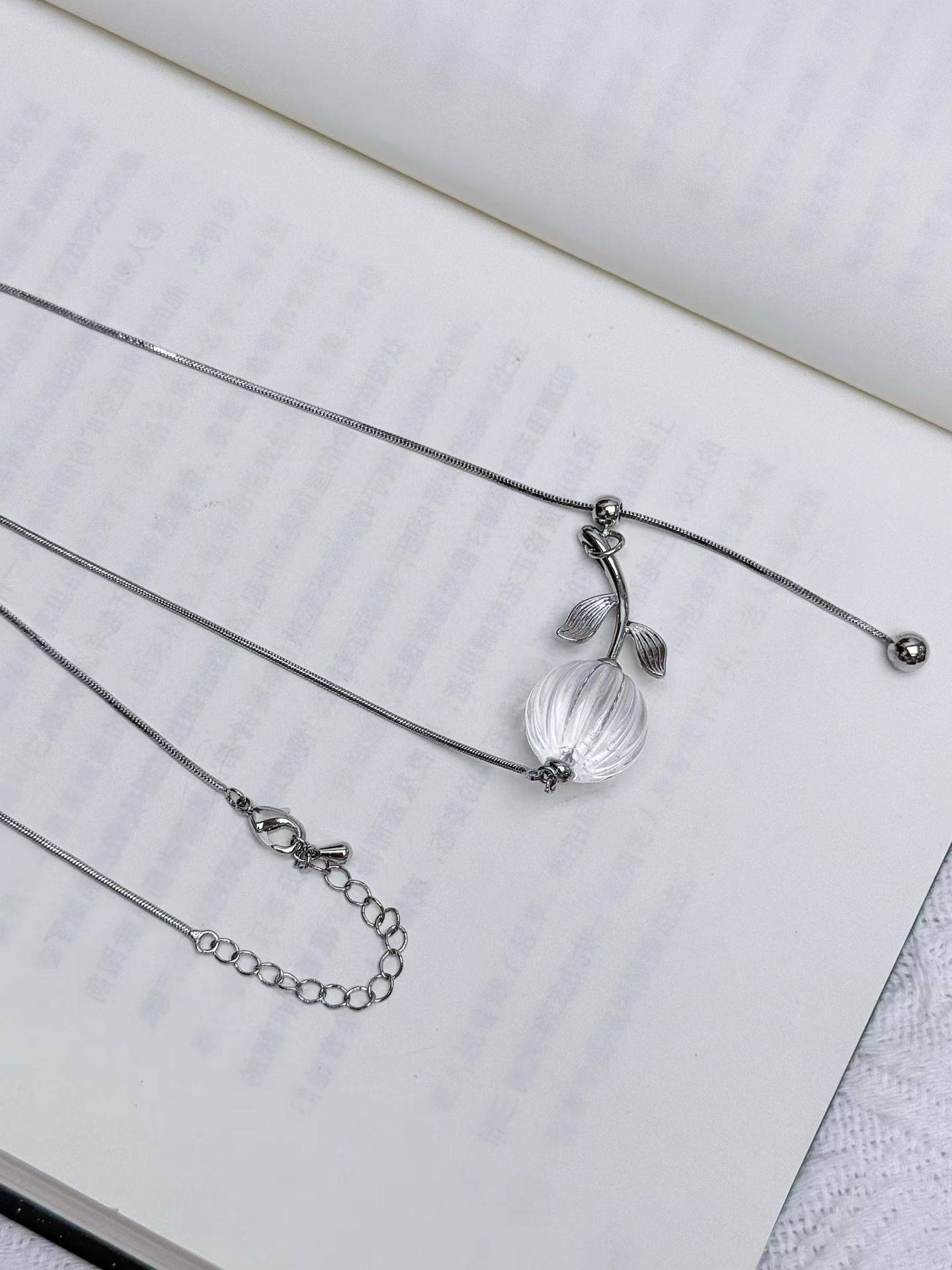 【毛衣链】天然双a白水晶南瓜珠 配合金镀铑工艺 长款毛衣链,饰品/流行首饰/时尚饰品新,银饰项链,淘宝优惠券,粉丝福利购,淘宝优惠卷