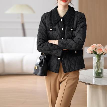 小个子气质妈妈装时尚羽绒棉服2024新款中老年女士秋冬季轻薄外套