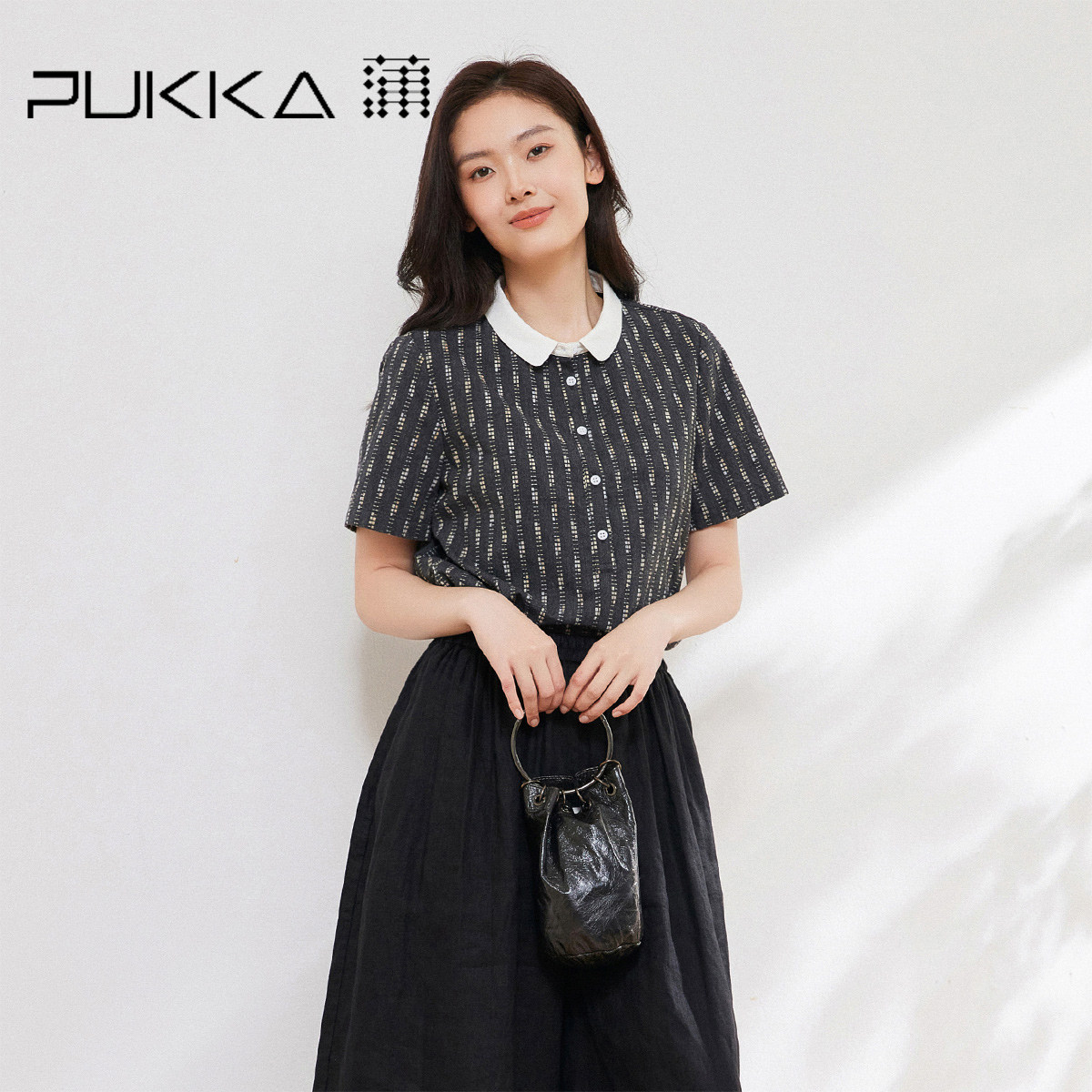 蒲PUKKA 文艺衬衫女2026夏季新品宽松休闲风通勤出游短袖上衣
