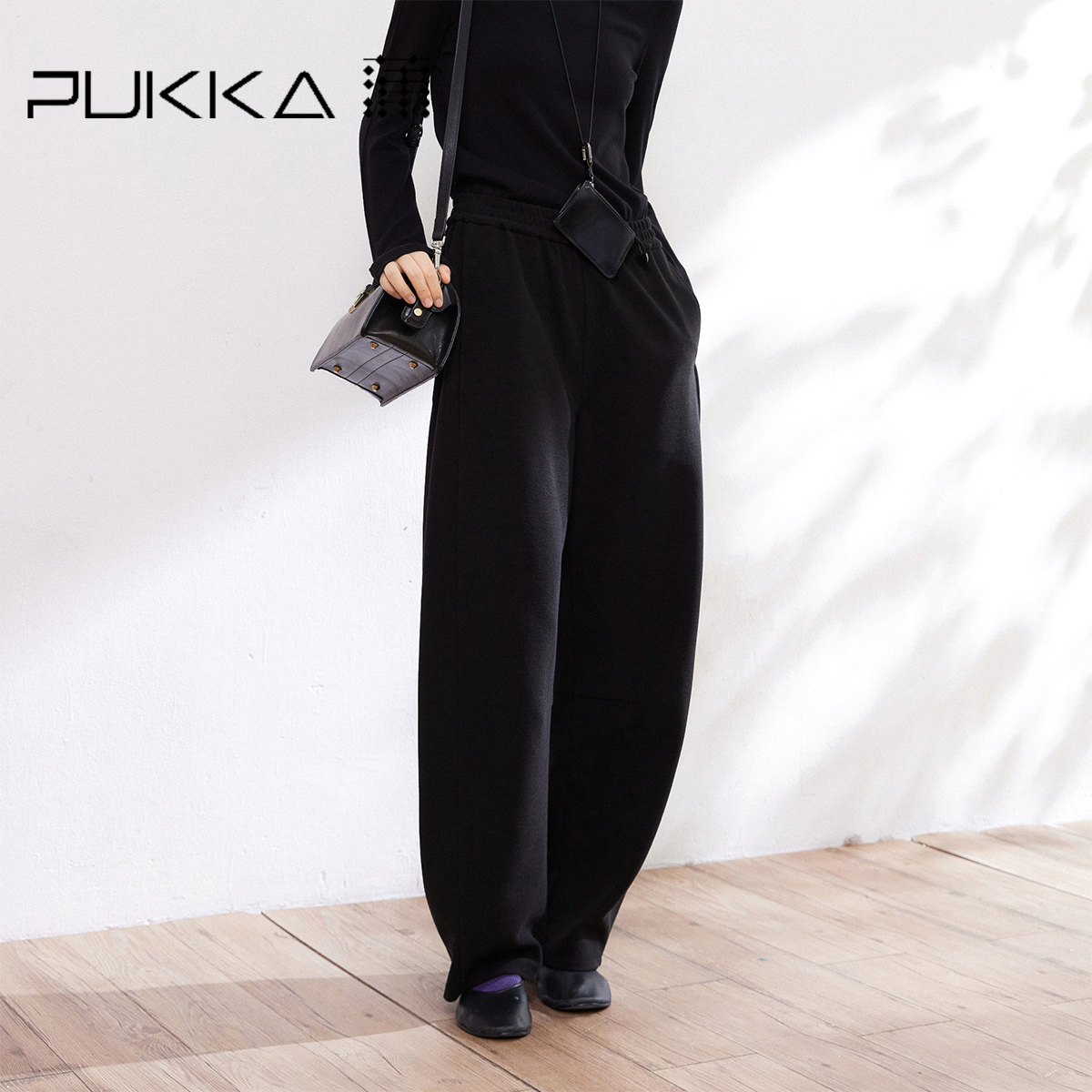 蒲PUKKA宽松休闲高腰长裤直筒裤