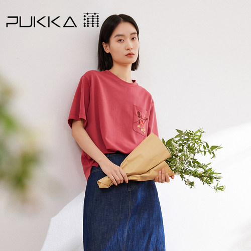 蒲PUKKA原创绣花短袖T恤