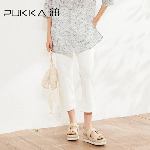 蒲PUKKA棉质小脚裤中腰显瘦