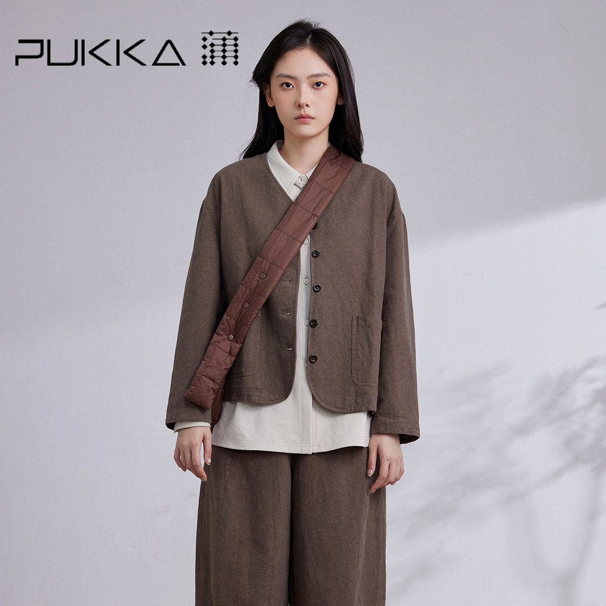 蒲PUKKA亚麻棉长袖通勤西装外套