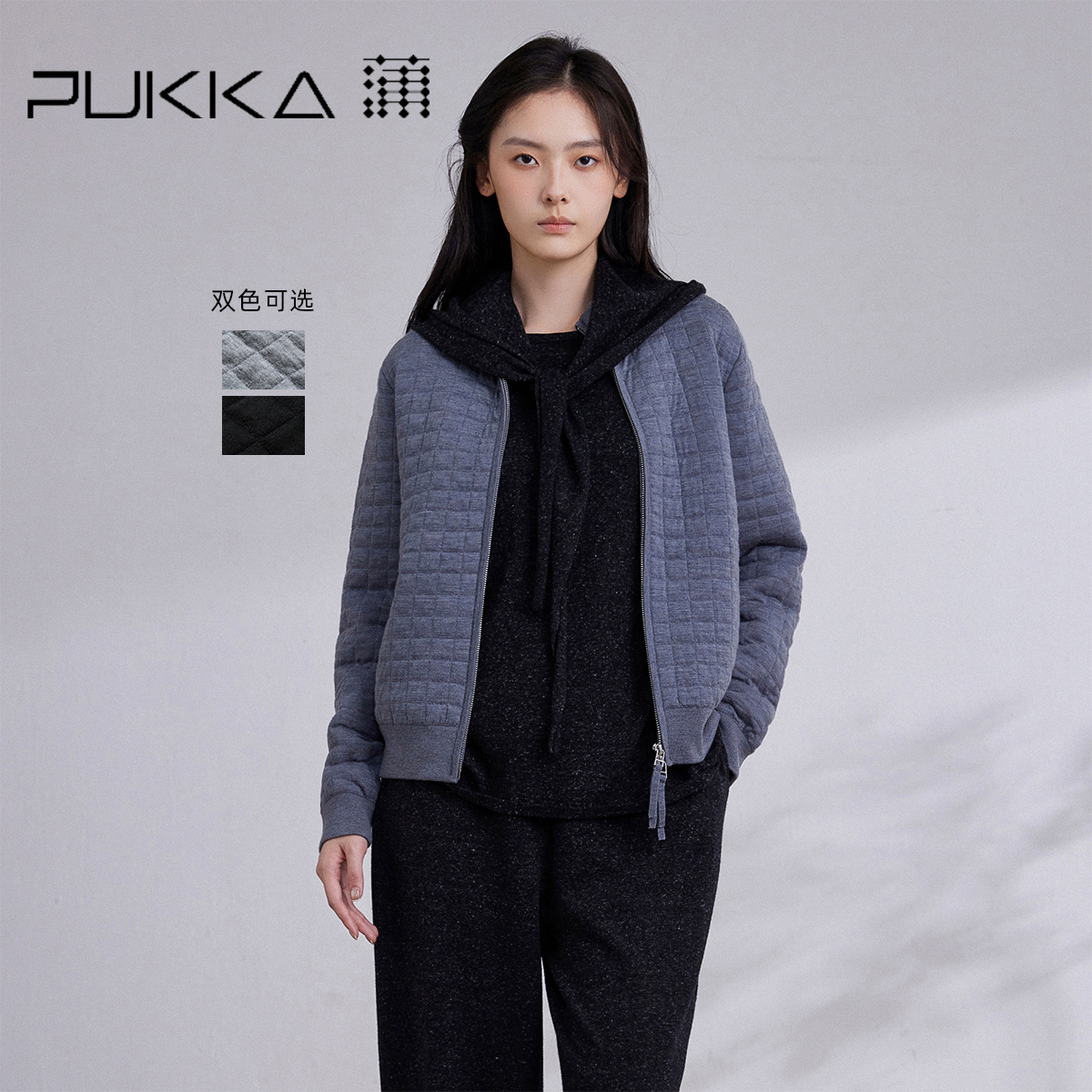 蒲PUKKA休闲短款羊毛针织外套