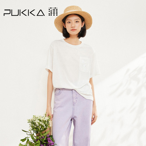 蒲PUKKA短袖刺绣圆领t恤
